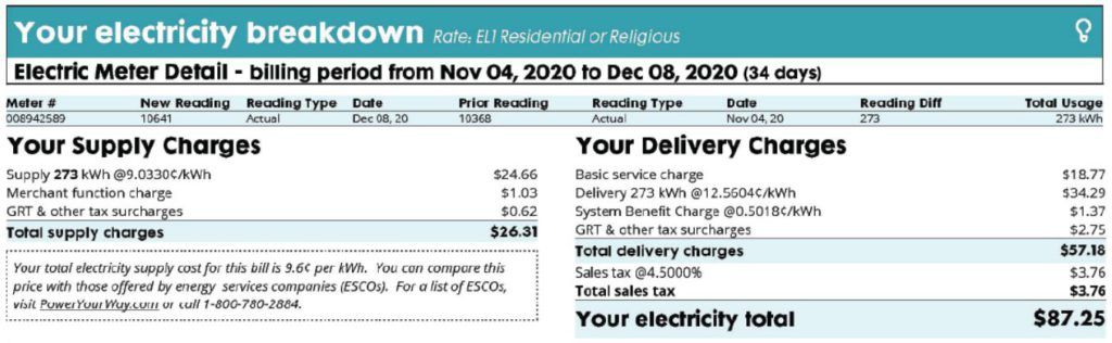 ConEdison delivery and supply chargers