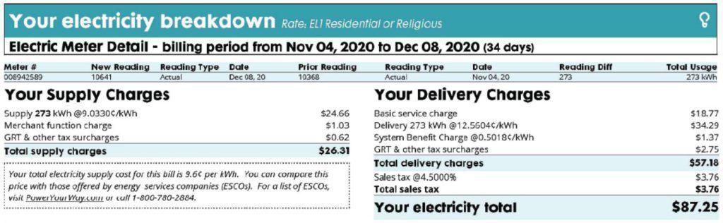 ConEdison delivery and supply chargers