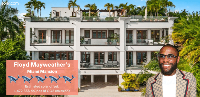 estimated solar offset of Floyd Mayweather's Miami Mansion